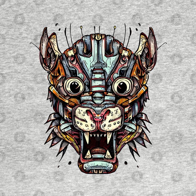 Robot Tiger Head Weirdcore by Ravenglow